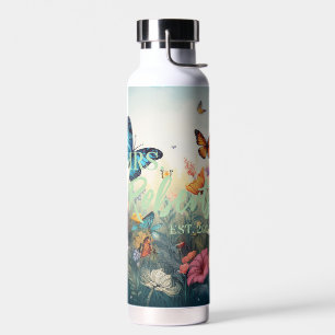 Watercolor Wildflowers with Personalized Name Water Bottle