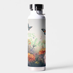 Watercolor Wildflowers with Personalized Name Water Bottle