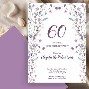 Watercolor Wildflowers Women's 60th Birthday  Invitation