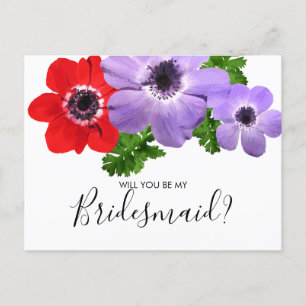 Watercolor Will You Be My Bridesmaid Postcard