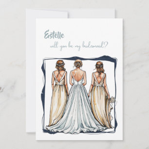 Watercolor Will you be my bridesmaid proposal card