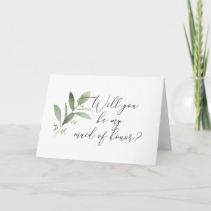 Watercolor Will You Be My Maid of Honour? Card