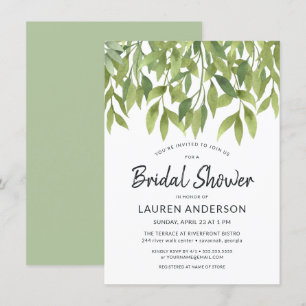 Watercolor Willows Botanical Bridal Shower Invite