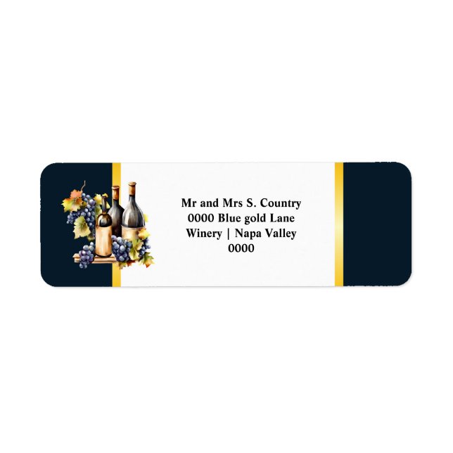 Watercolor wine bottles grapes chic country winery (Front)