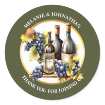 Watercolor wine bottles grapes country grapes