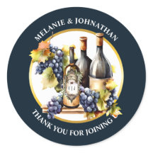 Watercolor wine bottles grapes monogram country