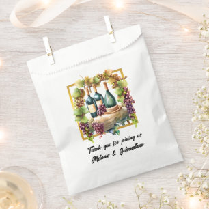 Watercolor wine bottles grapes winery vineyard favour bag