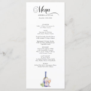 Watercolor Wine   Elegant Engagement Party Menu