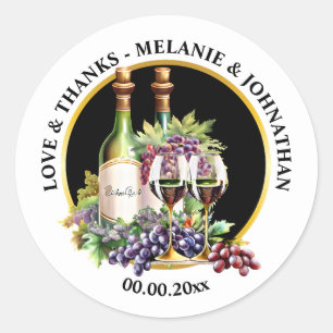 Watercolor wine glasses bottles winery vineyard  classic round sticker