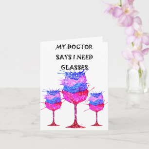 Watercolor Wine Glasses with Words Greeting Card