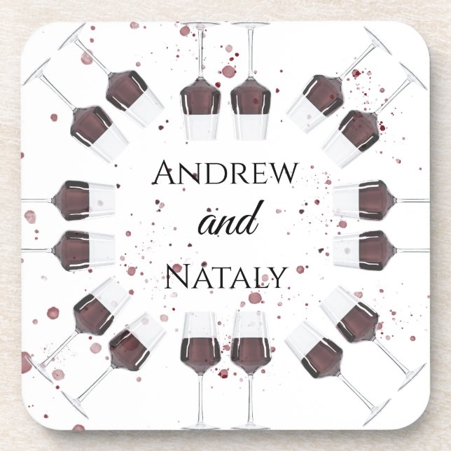 Watercolor wine party coaster (Front)