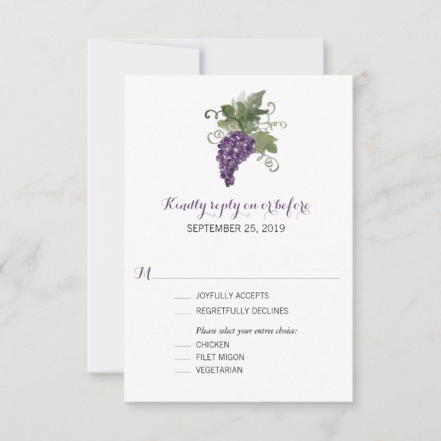 Watercolor Wine Vineyard | Wedding RSVP (Front)