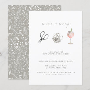 Watercolor Wine & Wrap Christmas Holiday Party Invitation
