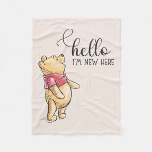 Watercolor Winnie the Pooh   Hello I'm New Here Fleece Blanket