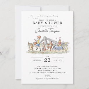 Watercolor Winnie the Pooh & Pals Baby Shower Invitation