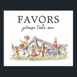 Watercolor Winnie the Pooh & Pals Baby Shower Poster<br><div class="desc">This utterly charming sign is perfect for guiding guests to the party favors at your baby shower, birthday celebration, or any special event! It features a delightful illustration of Christopher Robin leading a joyful parade of Winnie the Pooh and his friends from the Hundred Acre Wood. Piglet, Roo, Tigger, Eeyore,...</div>