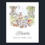 Watercolor Winnie the Pooh Picnic Baby Shower Poster<br><div class="desc">This charming sign is perfect for guiding guests to the party favors at your baby shower, birthday celebration, or any special event! It features a delightful watercolor-style illustration of Winnie the Pooh and his friends – Tigger, Piglet, Rabbit, Kanga, Roo, and Eeyore – enjoying a whimsical picnic in the Hundred...</div>
