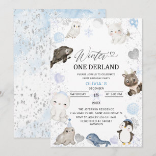Watercolor Winter Arctic baby is turningInvitation Invitation