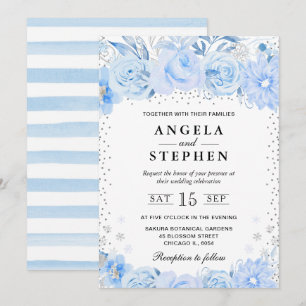 Watercolor Winter Arctic Floral Wedding Invitation