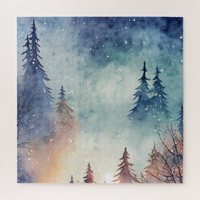 Watercolor Winter Art Jigsaw Puzzle (Vertical)