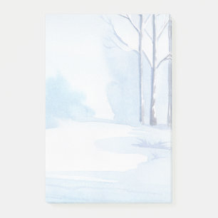 Watercolor Winter Bare Trees Snow Scene Post-it Notes