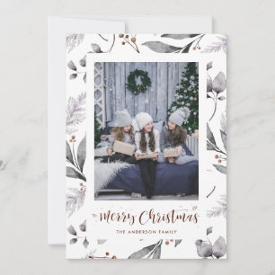 Watercolor Winter Berries Greenery Christmas Cards