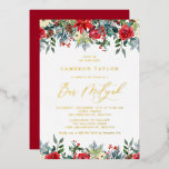 Watercolor Winter Blooms Floral Bar Mitzvah<br><div class="desc">Invite family and friends with this customizable Bar Mitzvah invitation. It features watercolour garlands of red roses, winterberries and poinsettia flowers with pinecones and greenery accents. Personalize by adding names, date, time, venue and other event details. This gold foil invitation is perfect for winter Bar Mitzvahs. Matching items are available....</div>