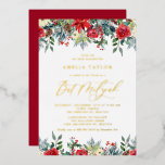 Watercolor Winter Blooms Floral Bat Mitzvah<br><div class="desc">Invite family and friends with this customizable Bat Mitzvah invitation. It features watercolour garlands of red roses, winterberries and poinsettia flowers with pinecones and greenery accents. Personalize by adding names, date, time, venue and other event details. This gold foil invitation is perfect for winter Bat Mitzvahs. Matching items are available....</div>