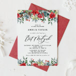 Watercolor Winter Blooms Floral Bat Mitzvah Invitation<br><div class="desc">Invite family and friends with this customizable Bat Mitzvah invitation. It features watercolour garlands of red roses, winterberries and poinsettia flowers with pinecones and greenery accents. Personalize by adding names, date, time, venue and other event details. This winter floral invitation is perfect for winter Bat Mitzvahs. Matching items are available....</div>