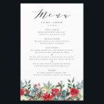 Watercolor Winter Blooms Garland Wedding Menu Card<br><div class="desc">Add a winter accent to your event's tablescape with these customizable menu cards. They feature a watercolour floral garland featuring poinsettia flowers, red roses, pinecones, and greenery. Personalize by adding names and other menu details. These watercolor menu cards are perfect for winter weddings, bridal showers, baby showers, birthdays, and more....</div>