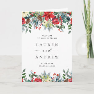 Watercolor Winter Blooms Garland Wedding Program