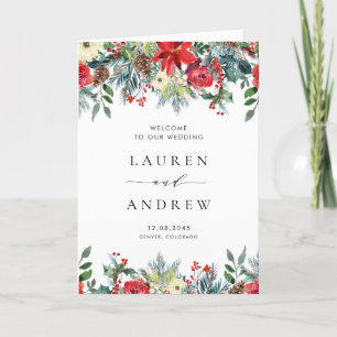 Watercolor Winter Blooms Garland Wedding Program