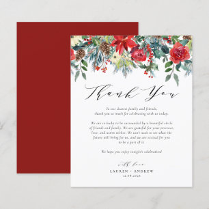 Watercolor Winter Blooms Wedding Thank You Card