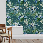 Watercolor Winter BlueBerry Christmas  Wallpaper<br><div class="desc">This design may be personalized by choosing the Edit Design option. You may also transfer onto other items. Contact me at colorflowcreations@gmail.com or use the chat option at the top of the page if you wish to have this design on another product or need assistance with this design. I am...</div>