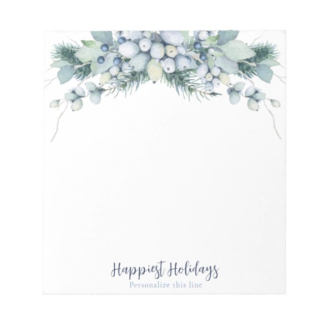 Watercolor Winter Boho Floral Personalized Notepad (Front)