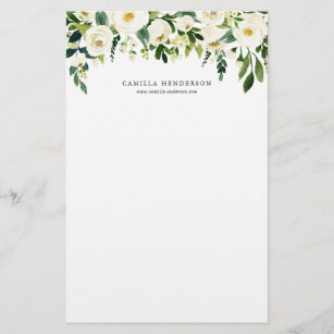 Watercolor Winter Botanical Floral Garland Stationery