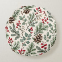 Watercolor Winter Botanical Pine and Berries