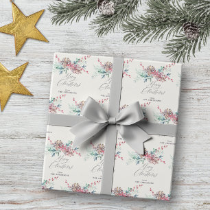 Watercolor Winter Botanicals Merry Christmas Wrapping Paper