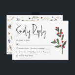 Watercolor Winter Christmas Foliage Wedding  RSVP Card<br><div class="desc">Festive Watercolor Winter Christmas Foliage Wedding RSVP Enclosure Card - design features a variety of botanical winter foliage framing an elegant RSVP template that is easy to customize.</div>