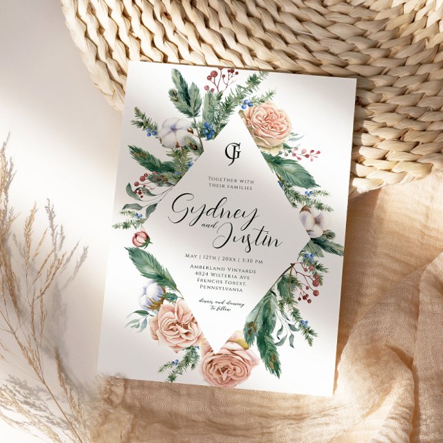 Watercolor Winter Christmas Frame Wedding Party Invitation (Creator Uploaded)