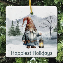 Watercolor Winter Christmas Gnome