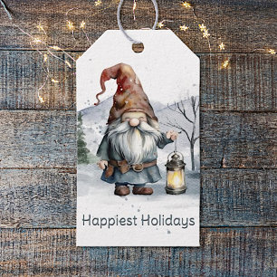 Watercolor Winter Christmas Gnome Gift Tags