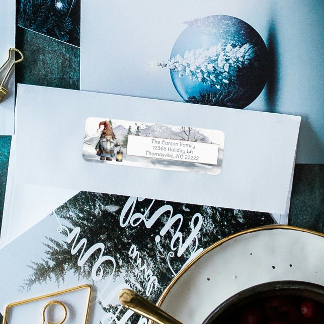 Watercolor Winter Christmas Gnome Personalized (Watercolor Winter Christmas Gnome Personalized Address Label)
