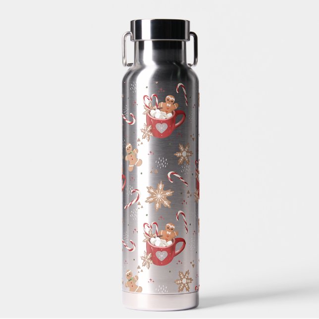 Watercolor Winter Cookies Water Bottle (Front)