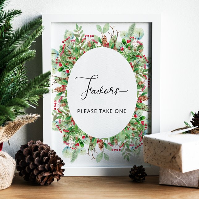 Watercolor winter evergreen Favours sing poster (Creator Uploaded)
