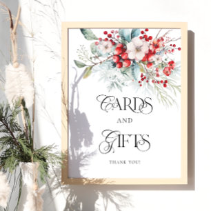 Watercolor Winter Floral Cards and Gifts Poster