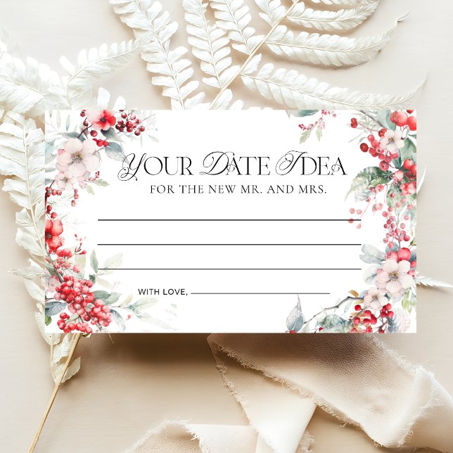 Watercolor Winter Floral Date Night Ideas Enclosure Card (Creator Uploaded)
