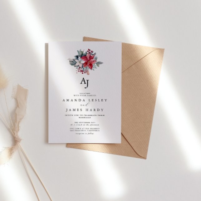 Watercolor Winter Flower Christmas Wedding Party Invitation (Creator Uploaded)