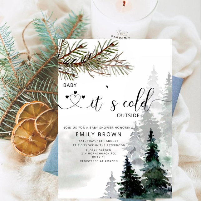 Watercolor Winter Forest Baby Shower Invitation (Creator Uploaded)