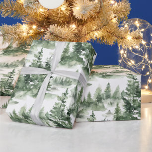 Watercolor Winter Forest Pattern Wrapping Paper